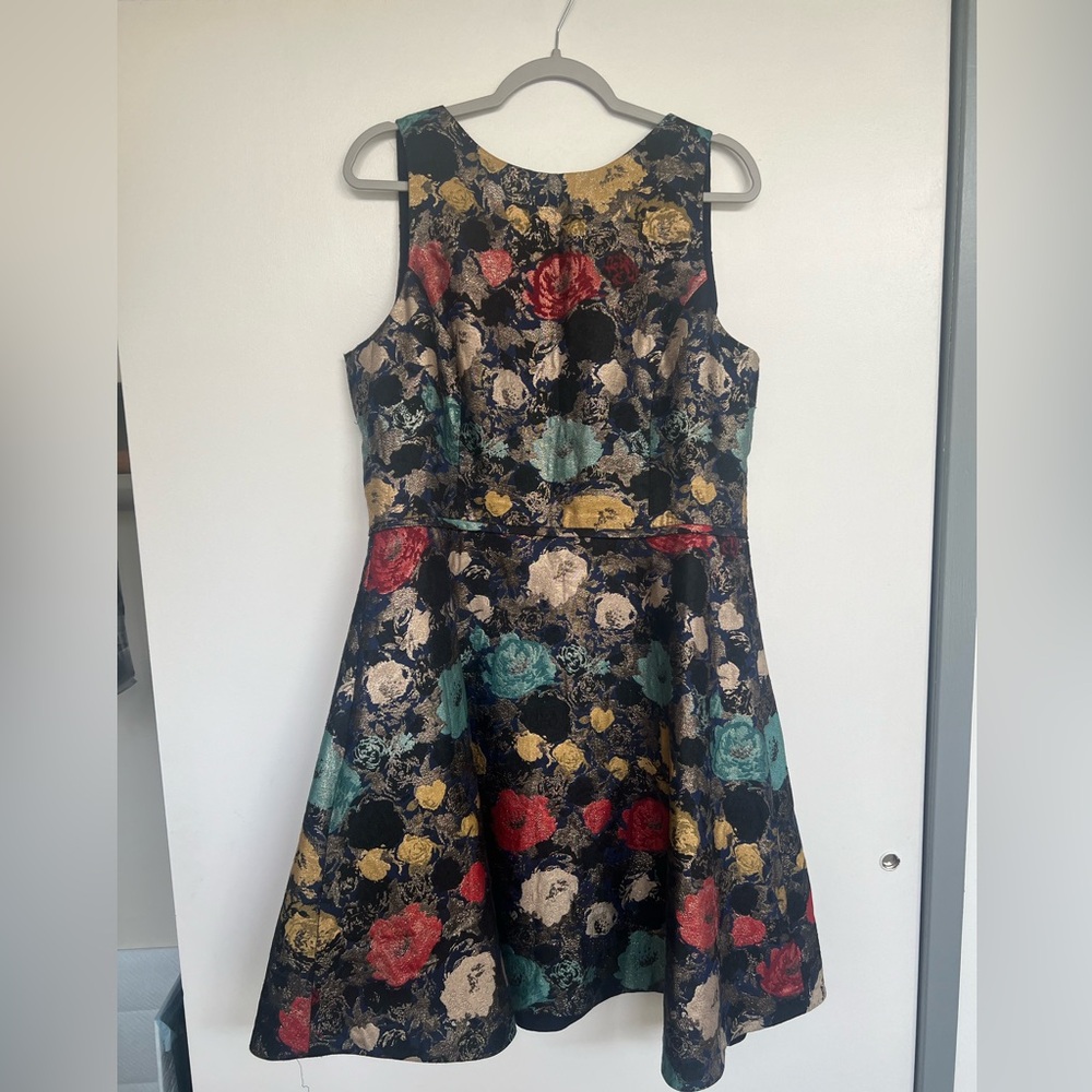 Tahari ASL Metallic Jacquard Flare Dress. Size 16